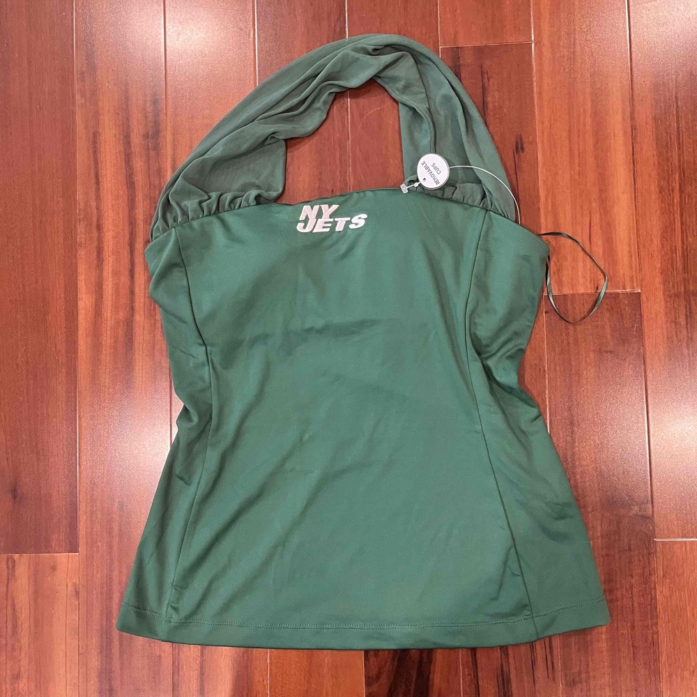 New NWT Jets NFL Couture Halter‎ Top Tank Green Team Football Sleeveless Sz S